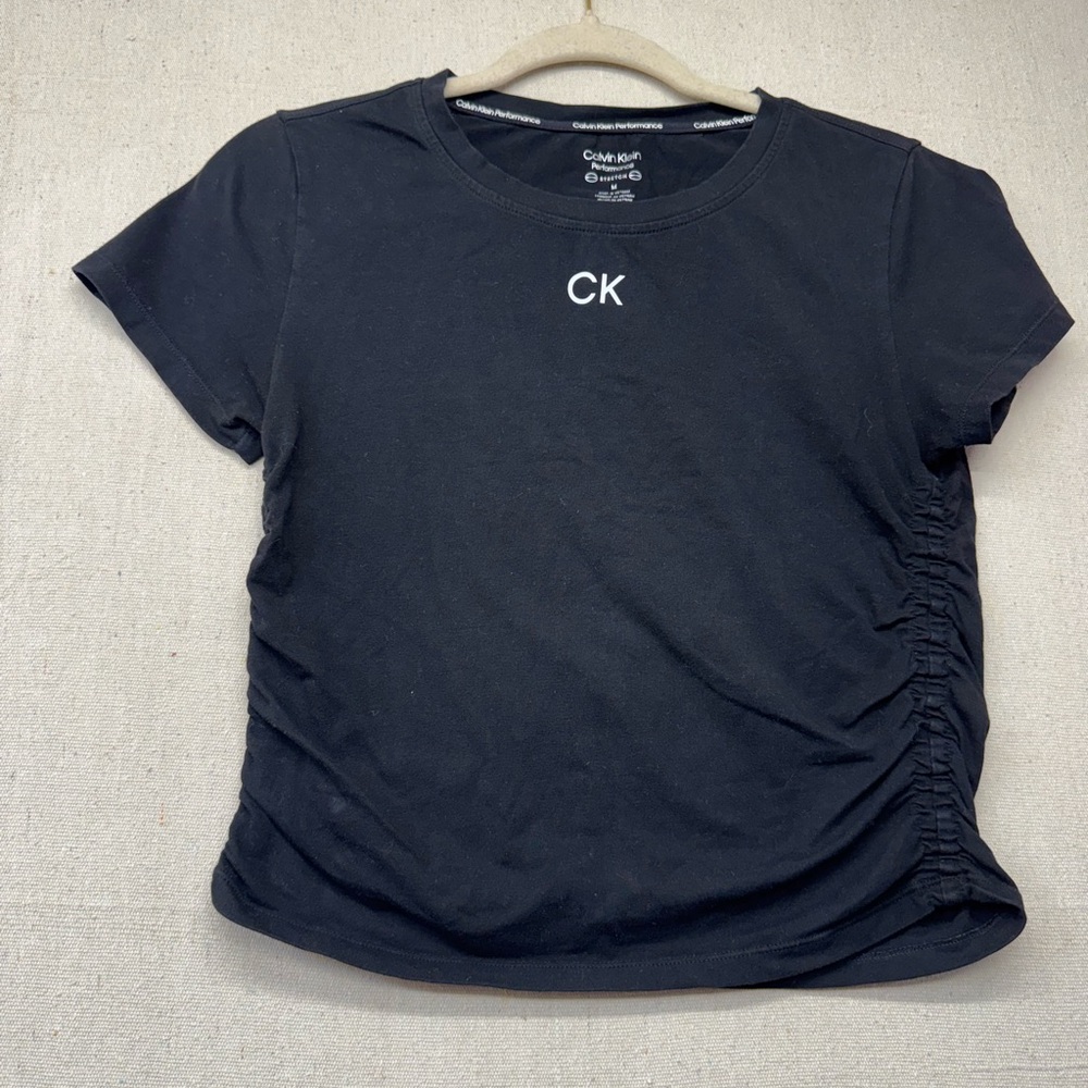 Calvin Klein Black Ruched Short Sleeve Tee